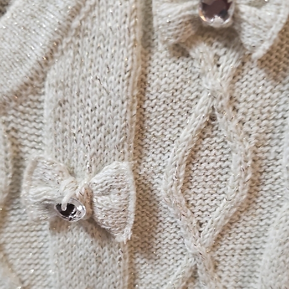Catherine Malandrino NWT Cream Cable Knit Dress with Bow Accents Size 5/6 - Picture 4 of 10